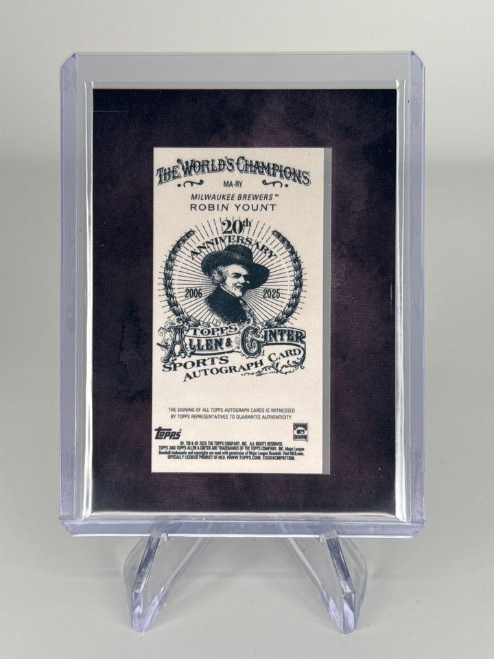 Robin Yount 2025 Topps Allen & Ginter Mini Framed Auto Black, 24/25