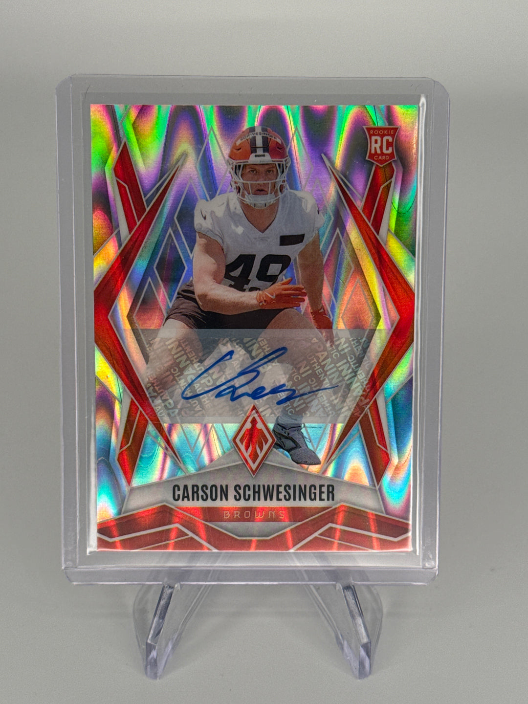 Carson Schwesinger 2025 Panini Phoenix Silver Seismic Rookie Auto, 10/20