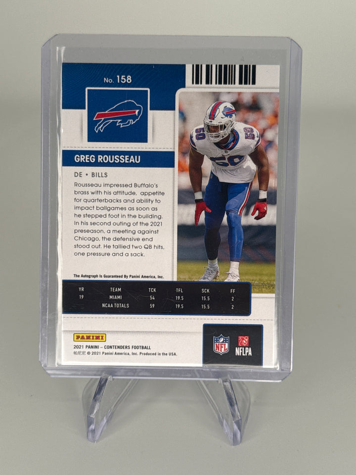 Greg Rousseau 2021 Panini Contenders Championship Ticket Rookie Auto, 33/49