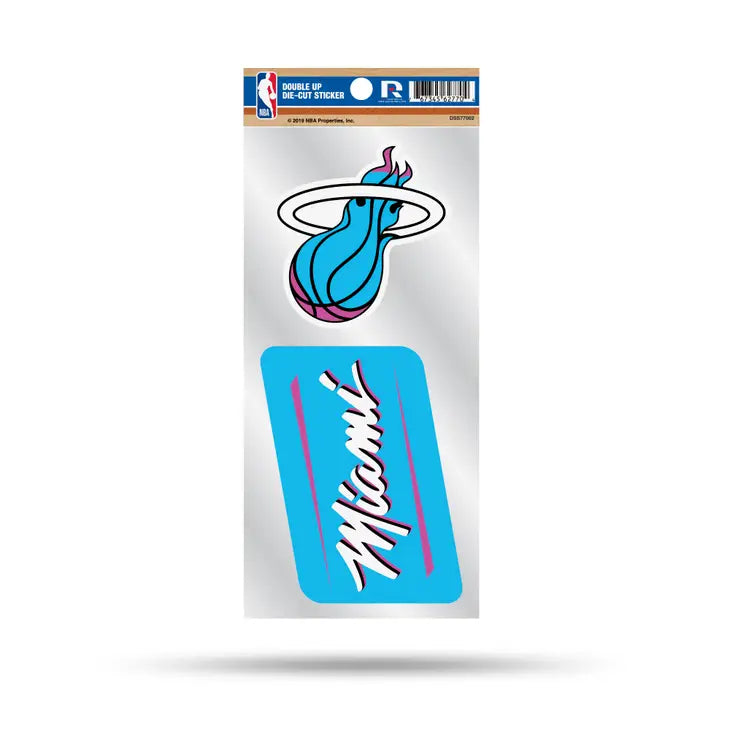 NBA Miami Heat Double Up Die Cut Sticker - Blue