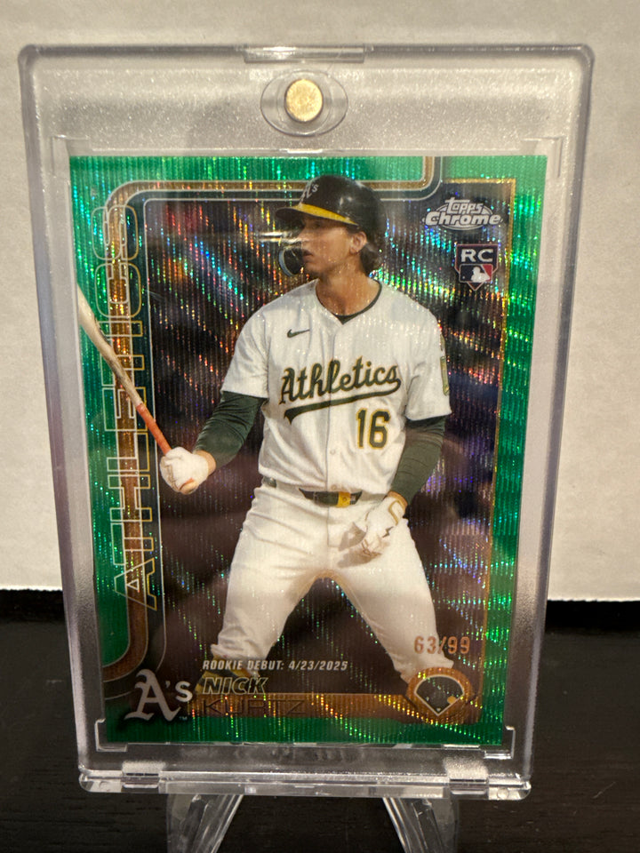 Nick Kurtz 2025 Topps Chrome Update Green Wave Rookie, 63/99