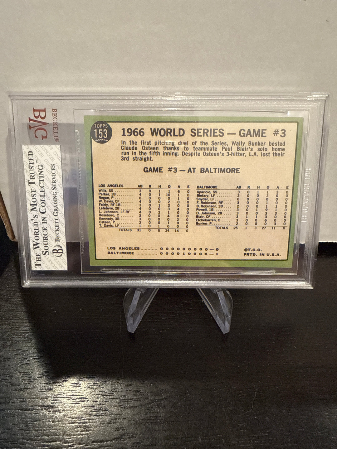 1967 Topps World Series Game 3, Blair's Homer Defeats L.A., BVG 7.5