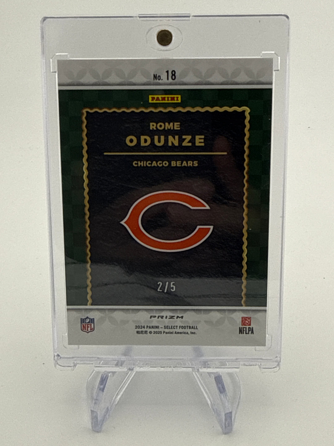 Rome Odunze 2024 Panini Select Score Green Prizm Rookie, 2/5