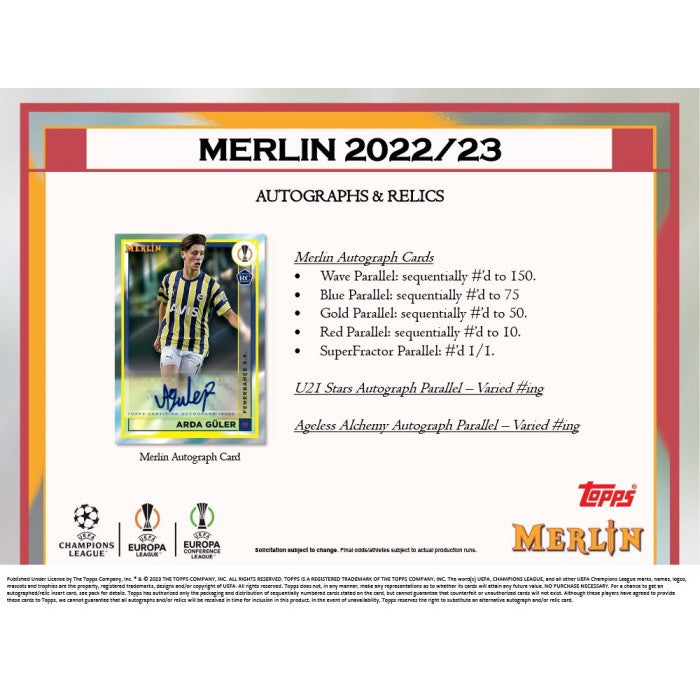 2022-2023 Topps Chrome UEFA Club Competitions Merlin Soccer Blaster Box