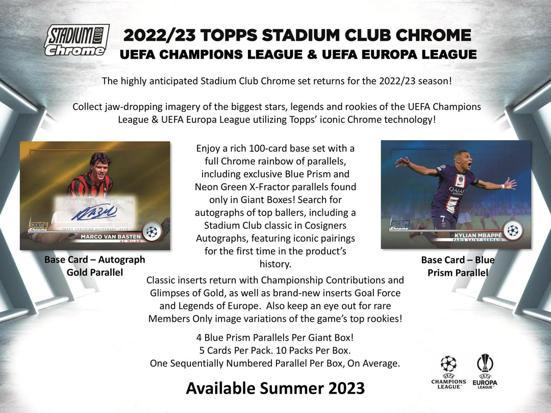 2022-2023 Topps Stadium Club Chrome UEFA Club Competitions Soccer Giant Box