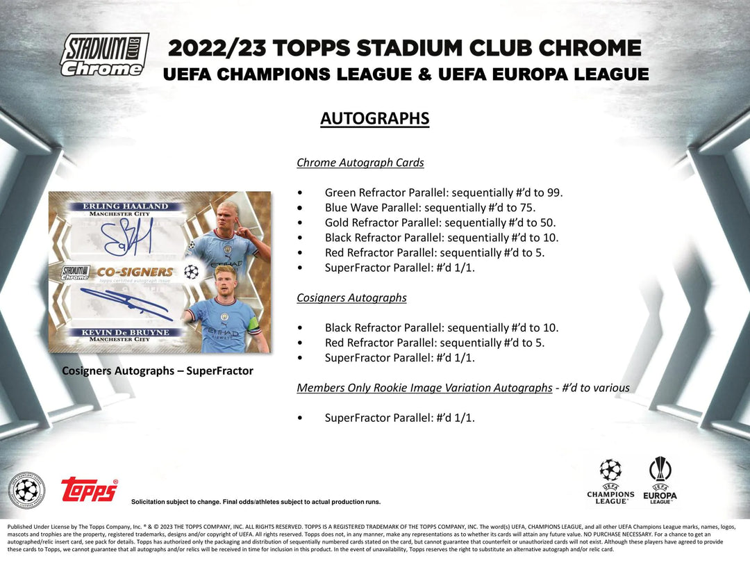 2022-2023 Topps Stadium Club Chrome UEFA Club Competitions Soccer Giant Box