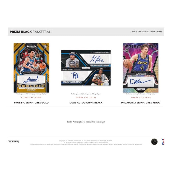 Basketball trading cards displayed on a white background with Panini and NBA logos.