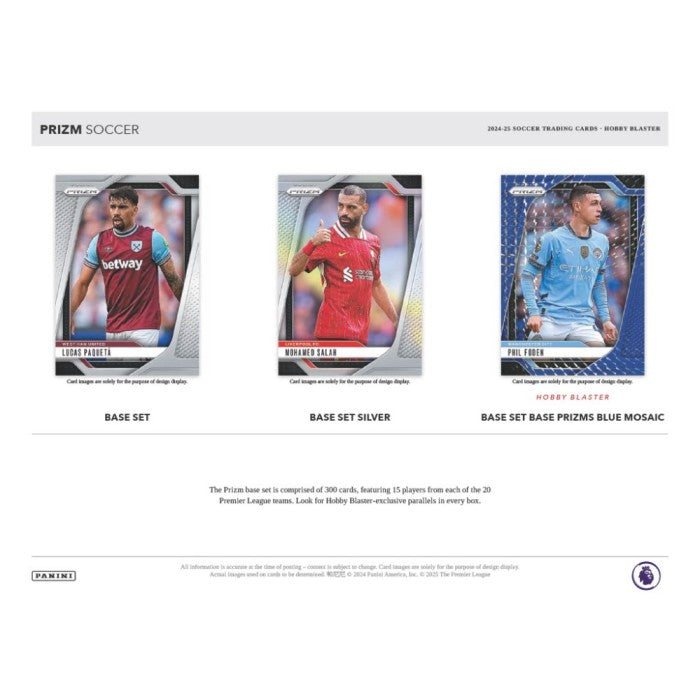 Three soccer trading card packs with player images on a white background
