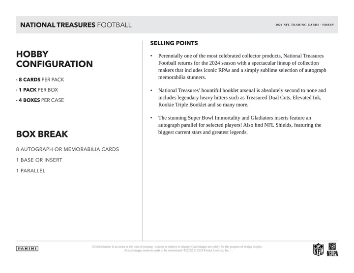 2024 Panini National Treasures Football Hobby Box