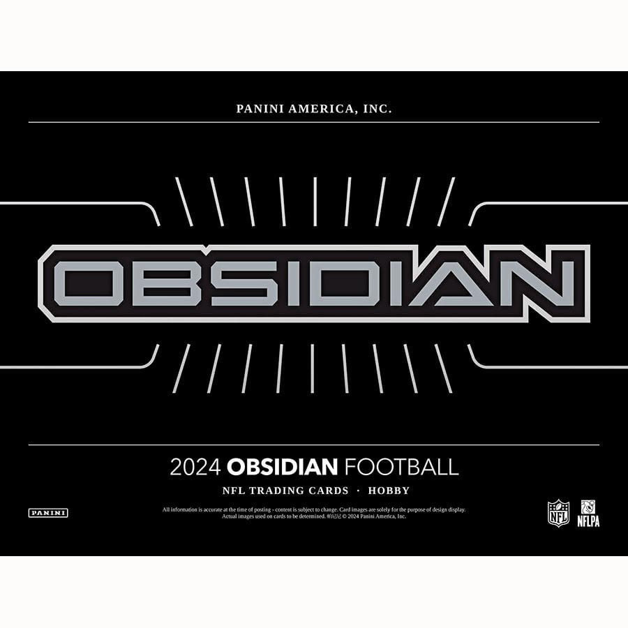 a Marketing page promoting the 2024 Panini Obsidian Football hobby box
