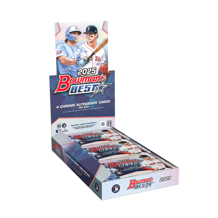 Box of 2025 Bowman's Best baseball cards with two players on the front.