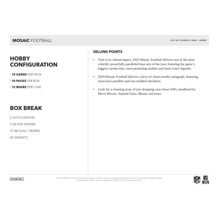 2025 Panini Mosaic Football Hobby Box