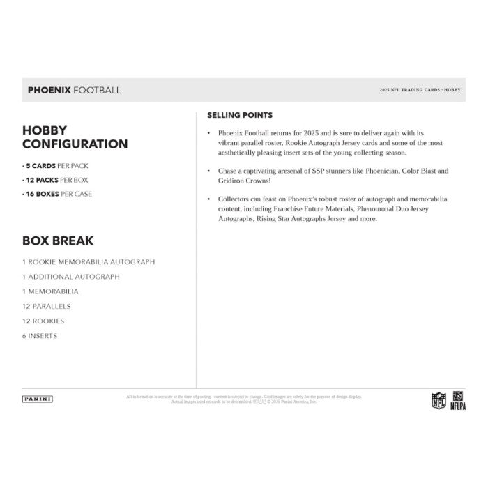 2025 Panini Phoenix Football Hobby Box