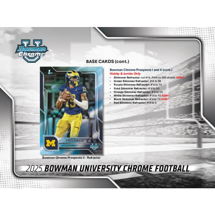 2025 Bowman University Chrome Football Blaster Box