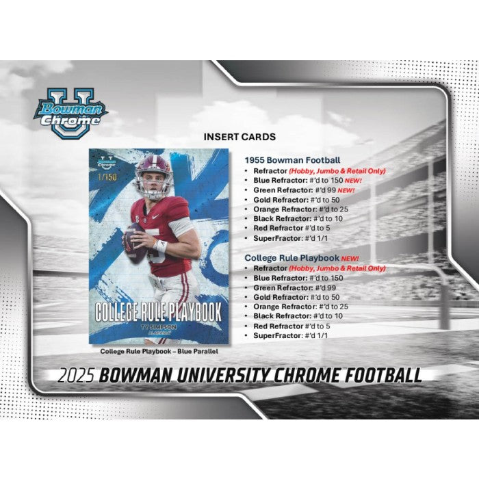 2025 Bowman University Chrome Football Blaster Box