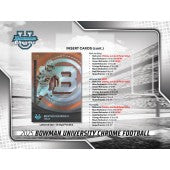 A marketing sheet showing limited edition 2025 Bowman University Football Cards