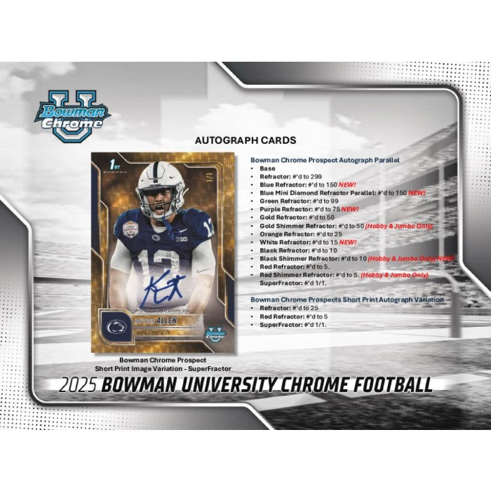 2025 Bowman University Chrome Football Blaster Box