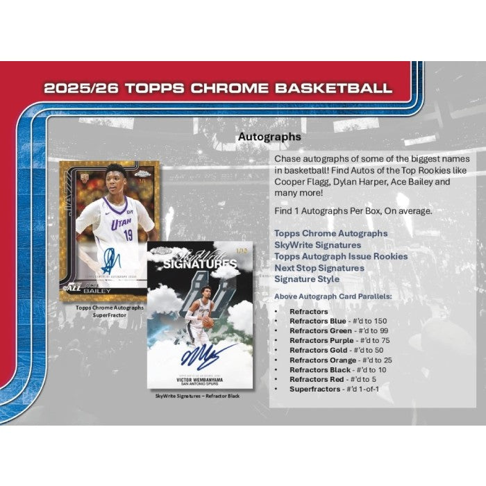 2025-2026 Topps Chrome Basketball Hobby Box