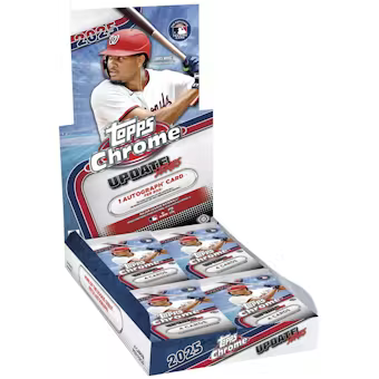 Topps Chrome baseball trading card pack with a player on the cover against a white background