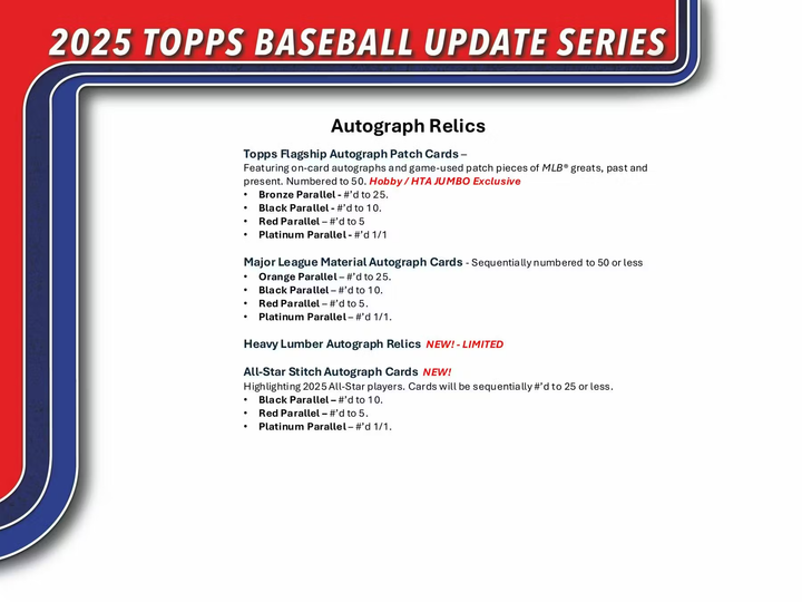 2025 Topps Update Series Baseball Jumbo Hobby Box
