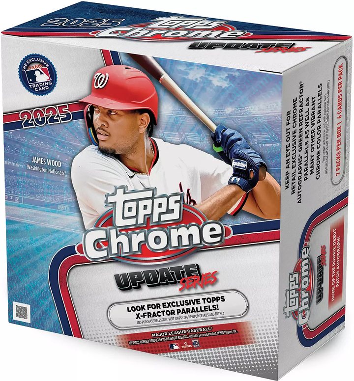 Topps Chrome baseball trading card box with player image and branding