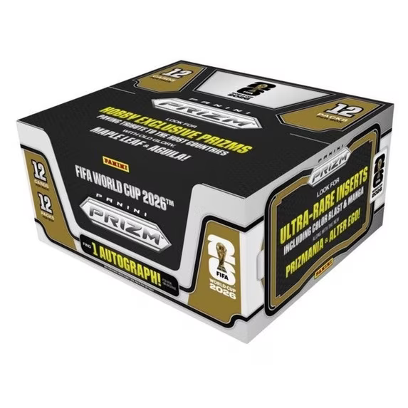 Prizm FIFA World Cup 2026 trading card box on a white background