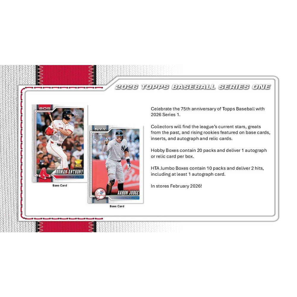 Topps Baseball Series One trading card packaging with two baseball cards and promotional text.