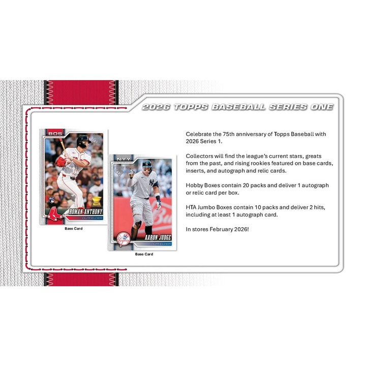 Topps Baseball Series One trading card packaging with two baseball cards and promotional text.