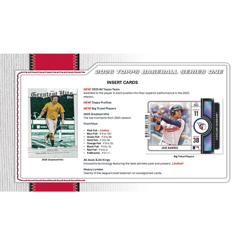 Topps 2026 Baseball Series One trading card pack with player images and text on a white background.