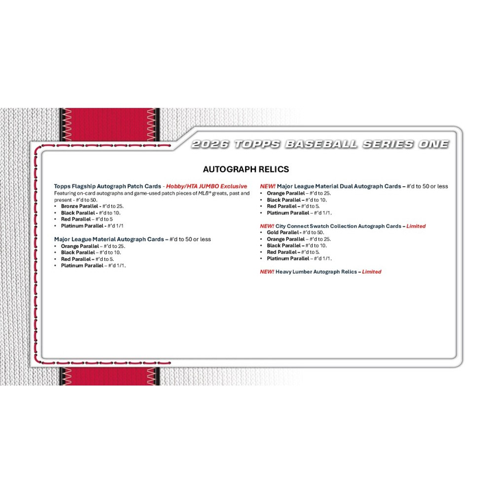 Topps 2026 Baseball Series One packaging with text on a white background