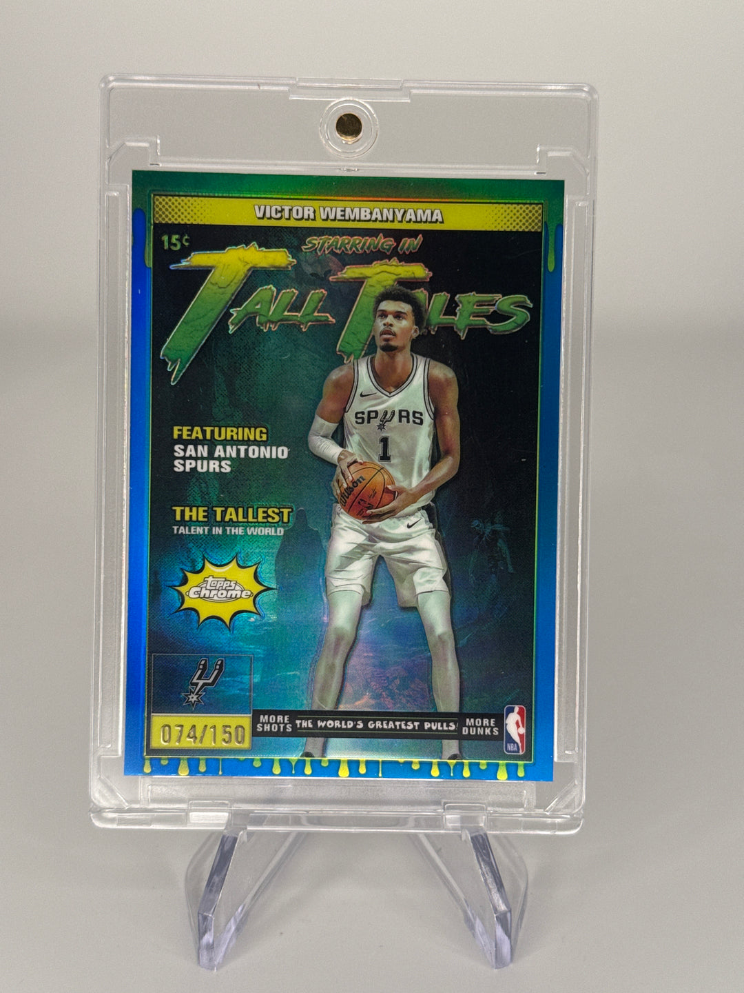 Victor Wembanyama 2025 Topps Chrome Tall Tales Blue Refractor, 074/150