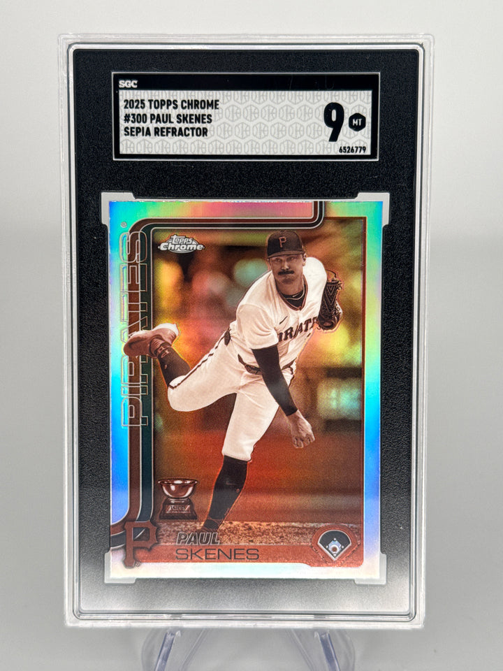 Paul Skenes 2025 Topps Chrome Rookie Cup Sepia Refractor, SGC 9 Mint