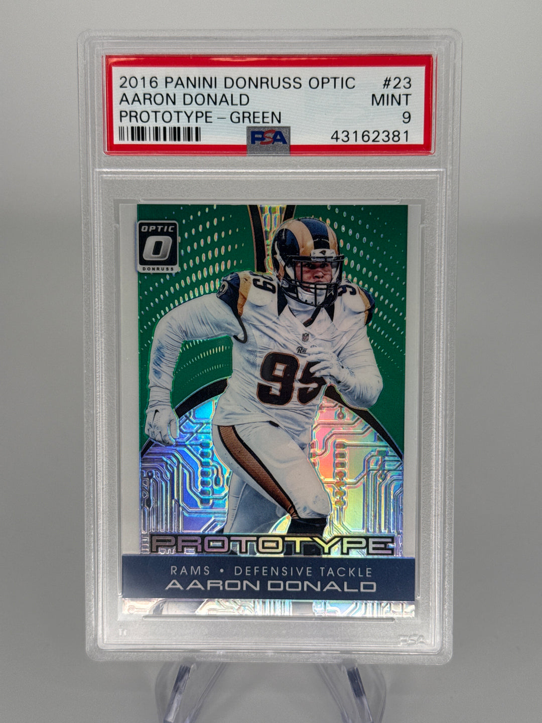 Aaron Donald 2016 Panini Donruss Optic Prototype Green, 5/5, PSA 9 Mint