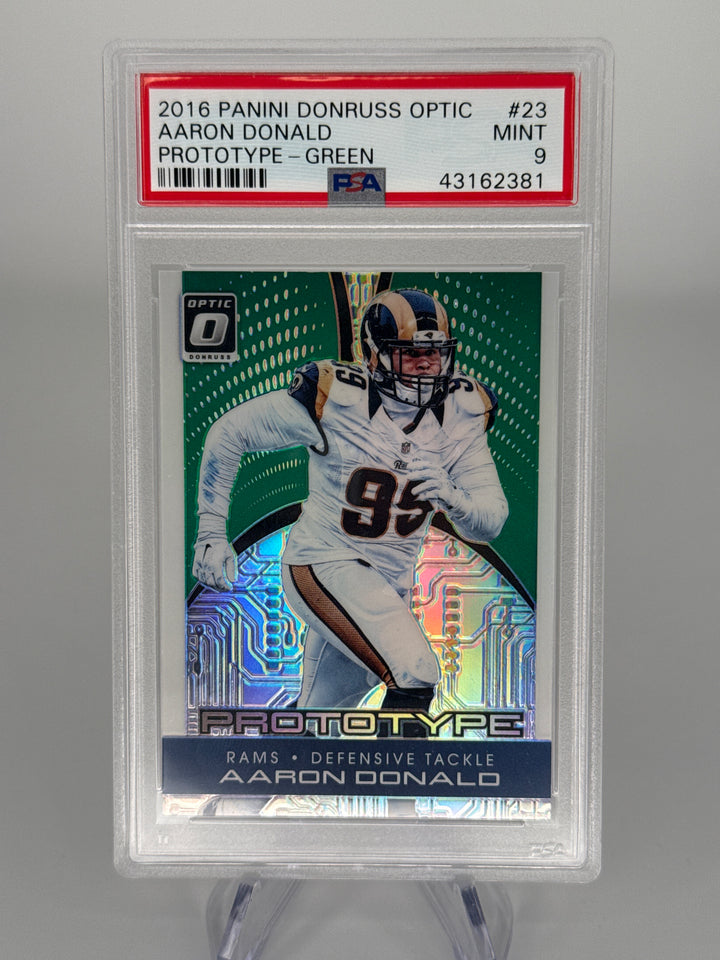 Aaron Donald 2016 Panini Donruss Optic Prototype Green, 5/5, PSA 9 Mint