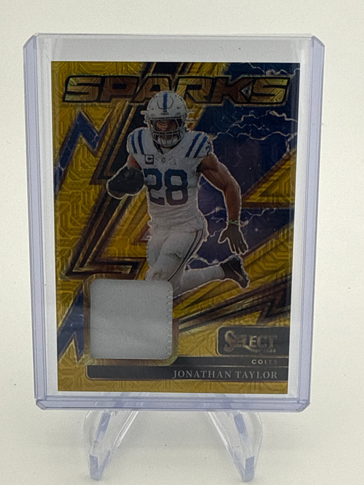 Jonathan Taylor 2025 Panini Select Sparks Gold Jersey Relic, 07/10