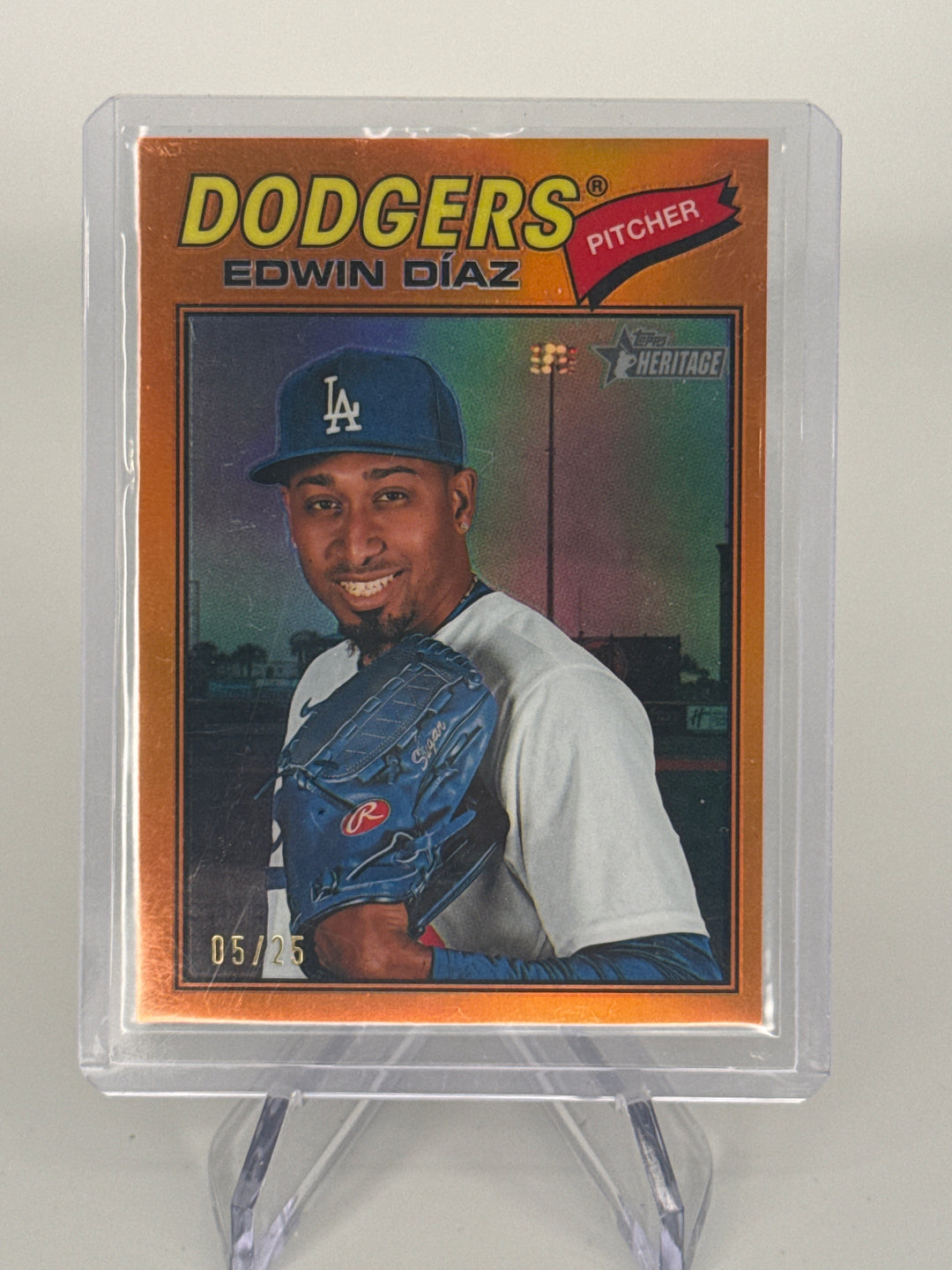 Edwin Diaz 2026 Topps Heritage Chrome Orange Refractor, 05/25