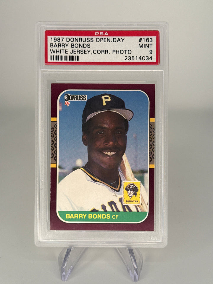 Barry Bonds 1987 Donruss Opening Day White Jersey Rookie, PSA 9 Mint