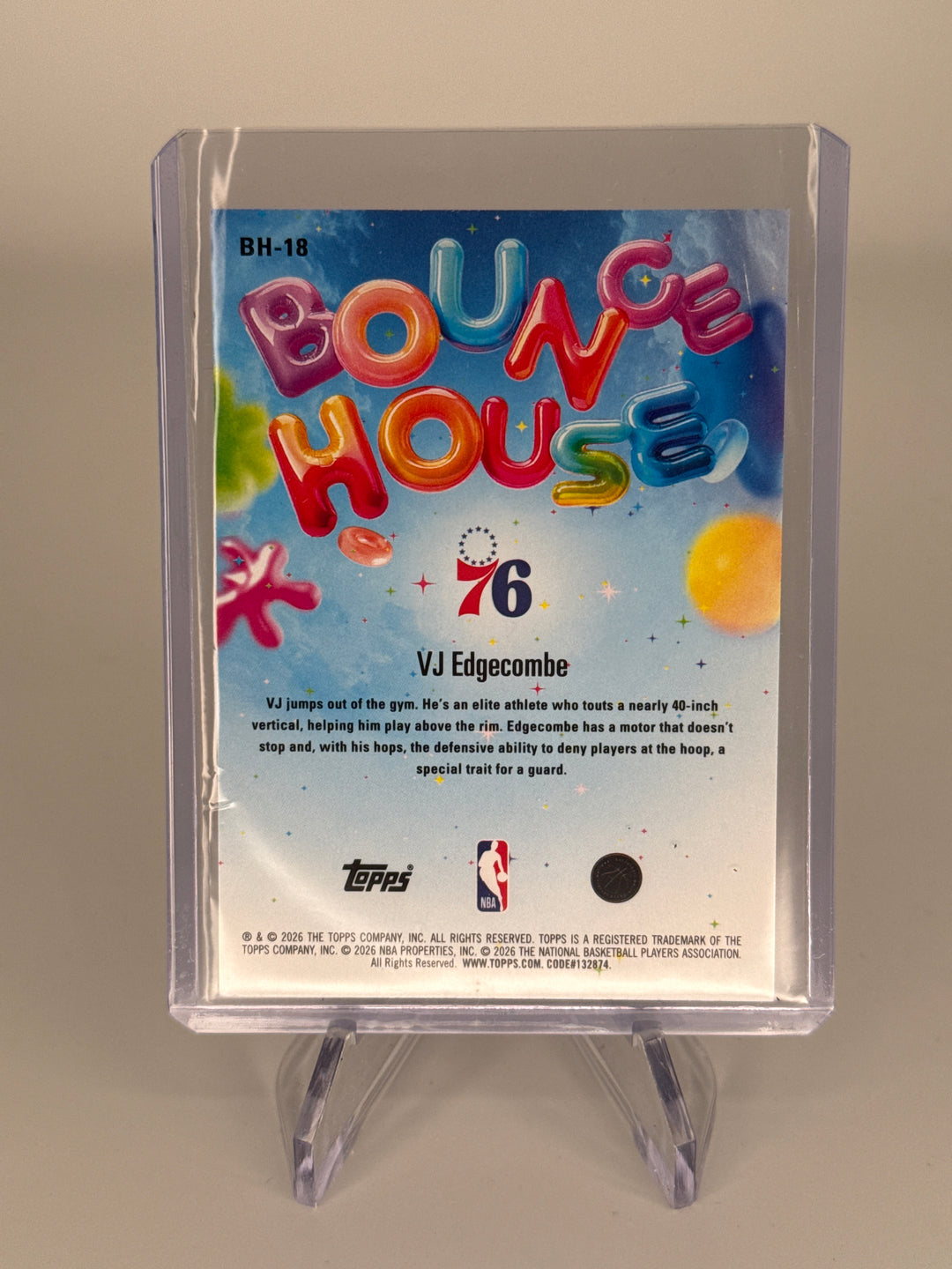 VJ Edgecombe 2025 Topps NBA Hoops Bounce House Purple Pixel Burst Rookie, 41/99
