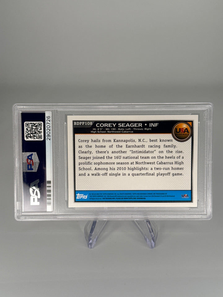 Corey Seager 2010 Bowman Chrome Draft Picks & Prospects 1st, PSA 10 Gem Mint