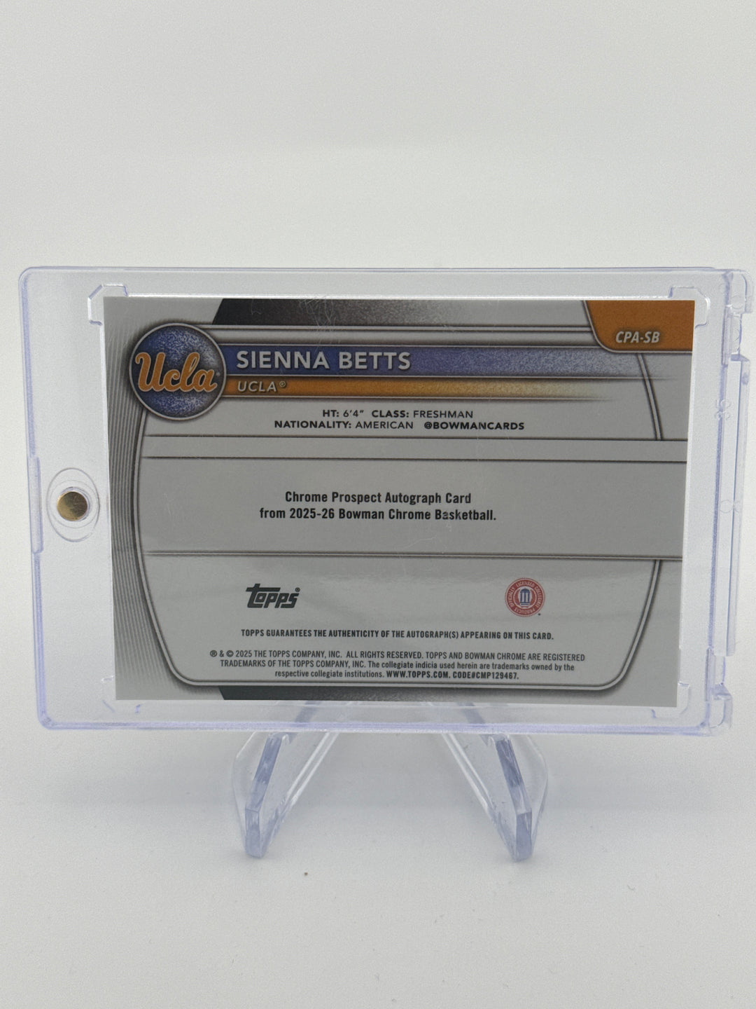 Sienna Betts 2025 Bowman Chrome University Red Refractor 1st Auto, 5/5