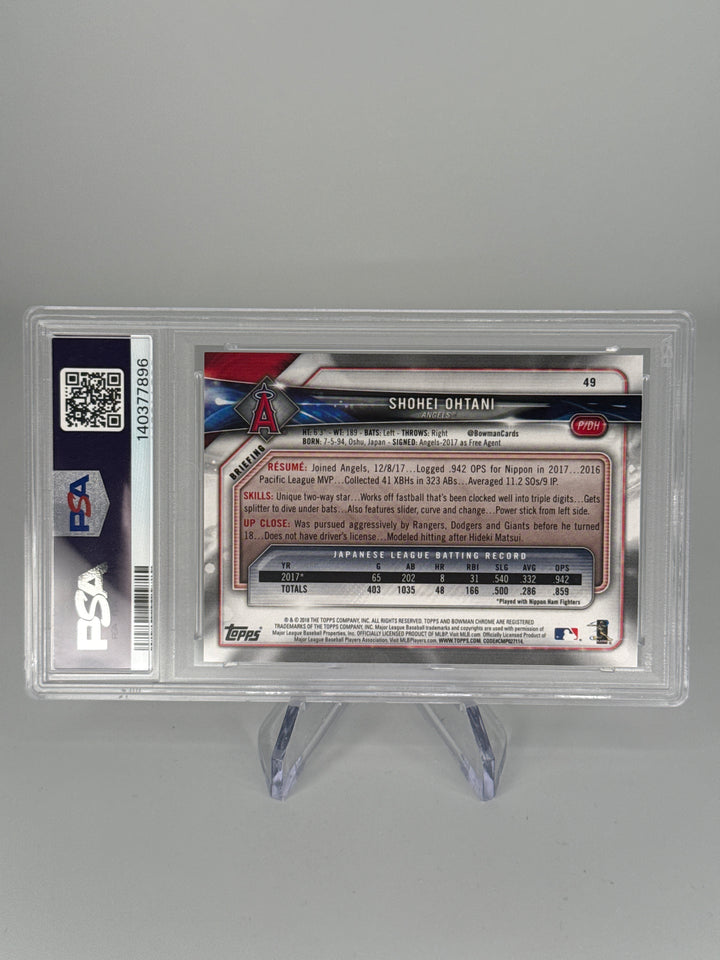 Shohei Ohtani 2018 Bowman Rookie, PSA 9 Mint