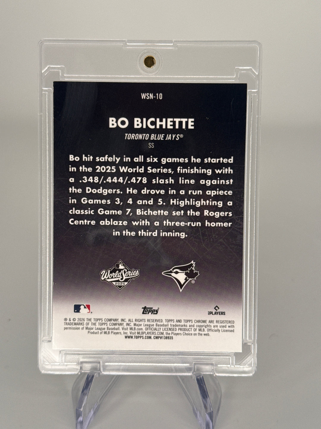 Bo Bichette 2026 Topps Chrome Topps World Series at Night SSP Case Hit