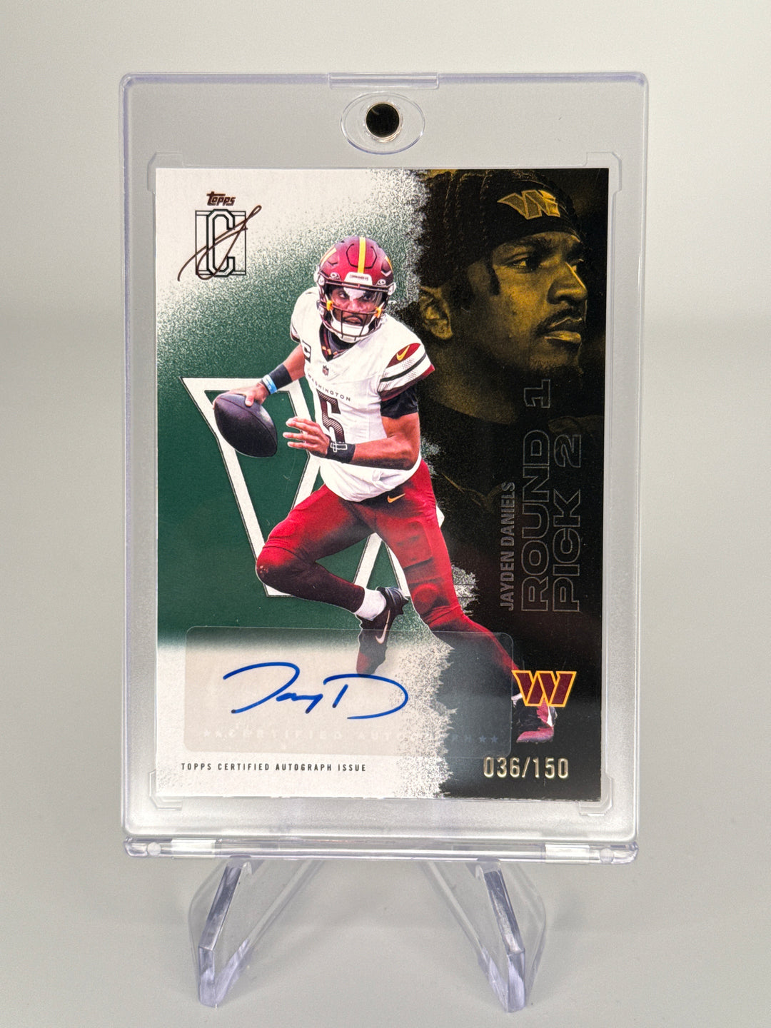 Jayden Daniels 2025 Topps Signature Class Class Auto Green, 036/150