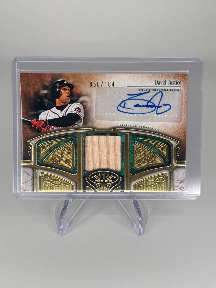 David Justice 2026 Topps Tier One Auto Relic, 056/184