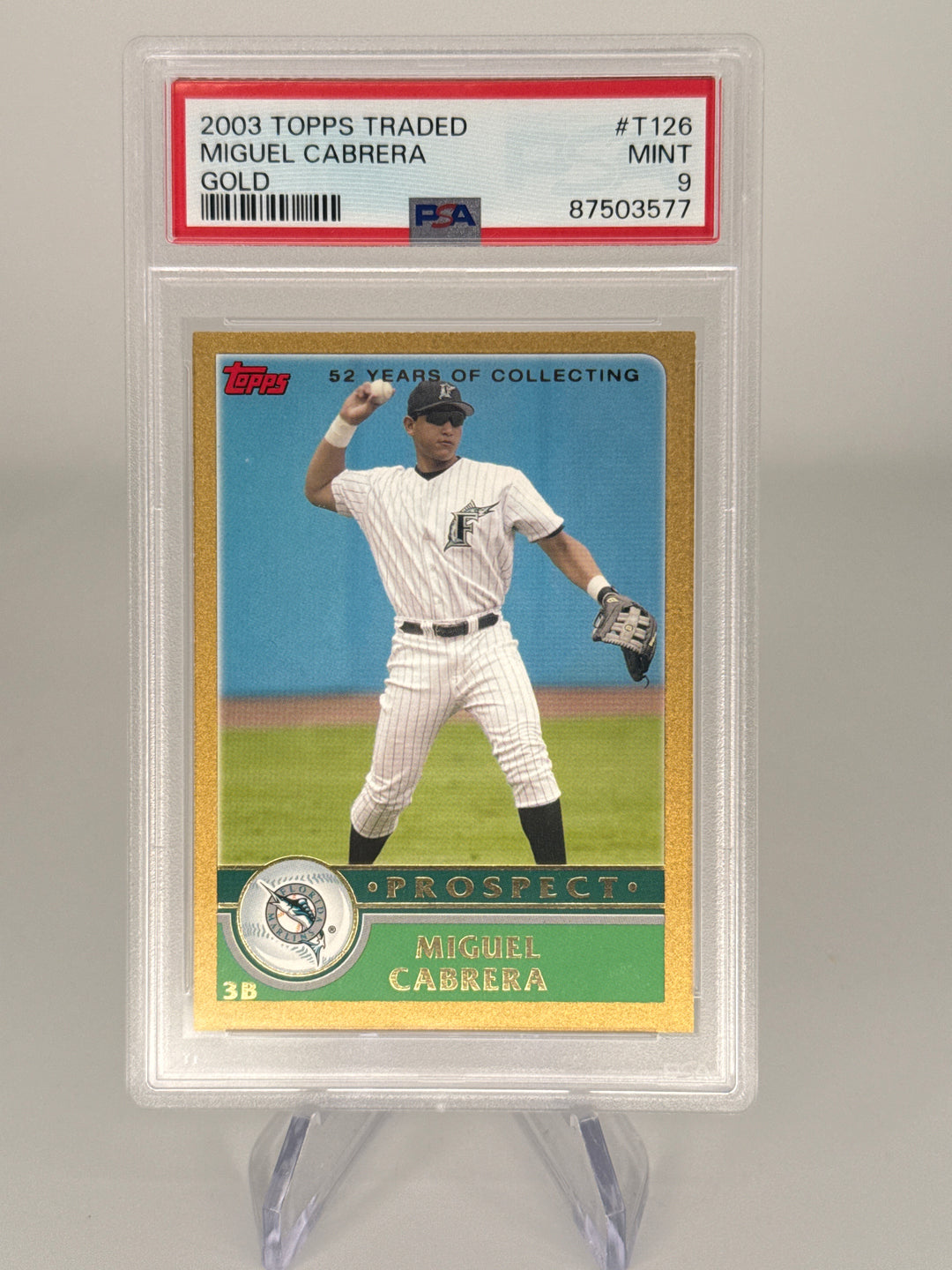 Miguel Cabrera 2003 Topps Traded Gold, 1364/2003, PSA 9 Mint