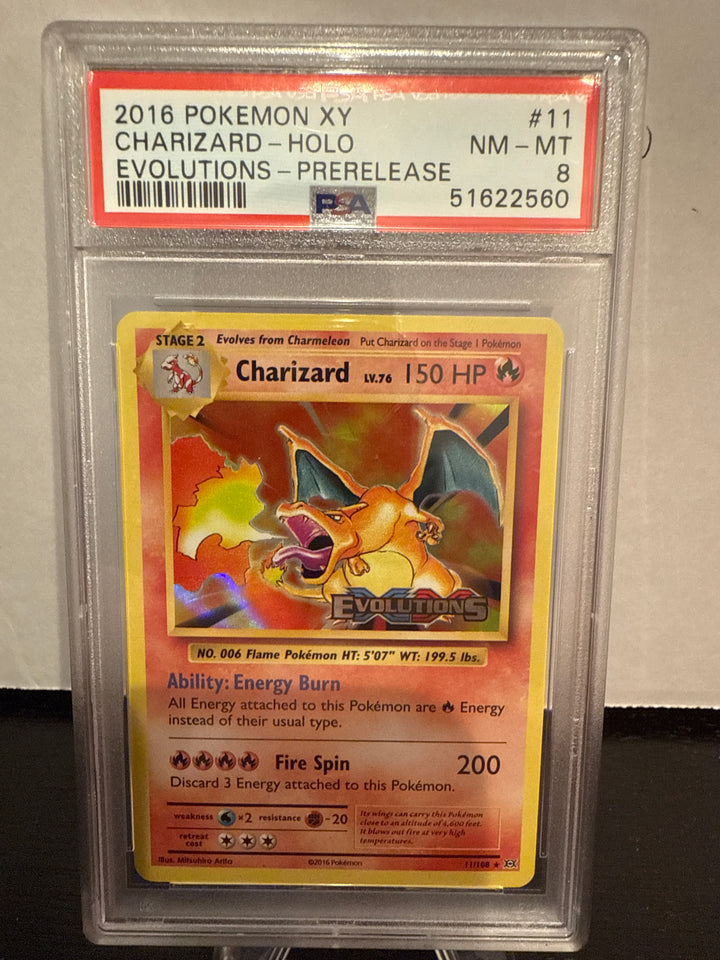 Pokémon TCG 2016 Charizard XY Evolutions Prerelase Stamp, 11/108, PSA 8