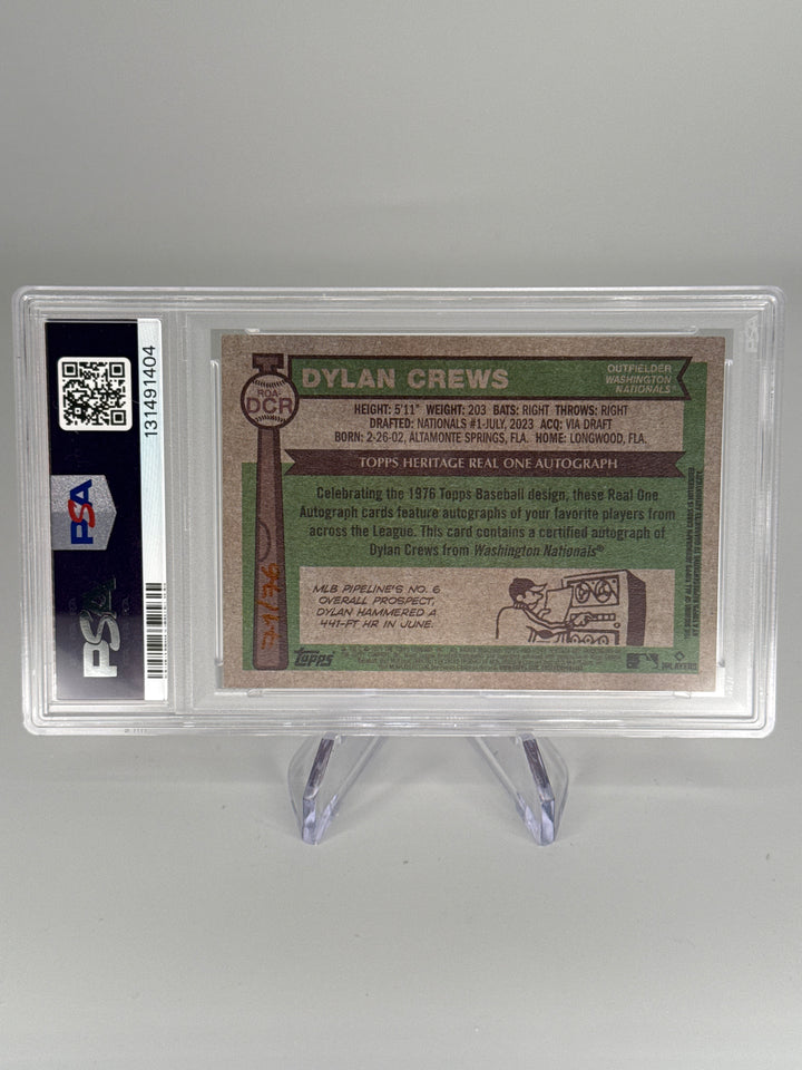 Dylan Crews 2025 Topps Heritage Real One Red Ink Rookie Auto, PSA 9 Mint