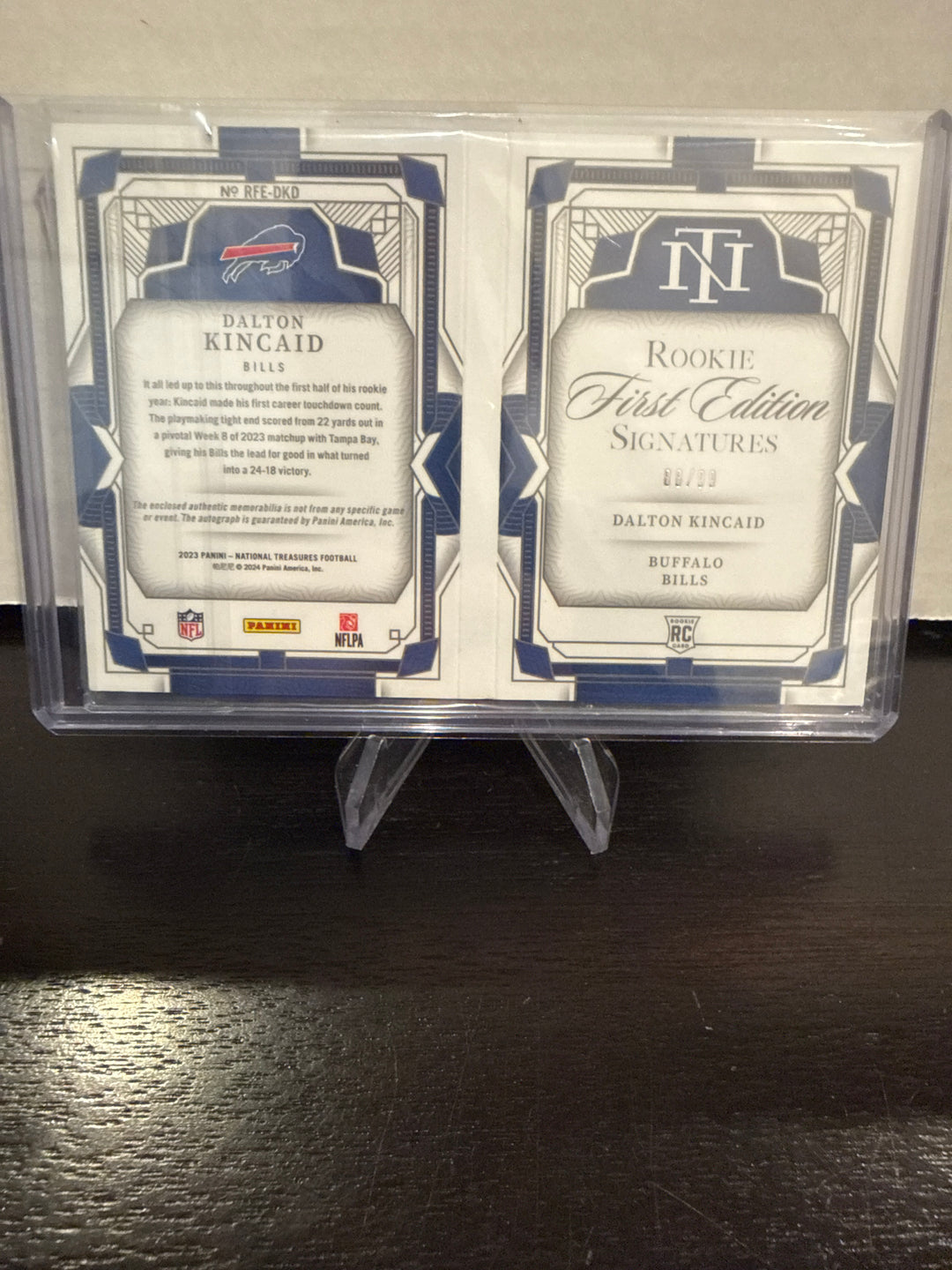 Dalton Kincaid 2023 Panini National Treasures Rookie Patch Auto Booklet, 88/99