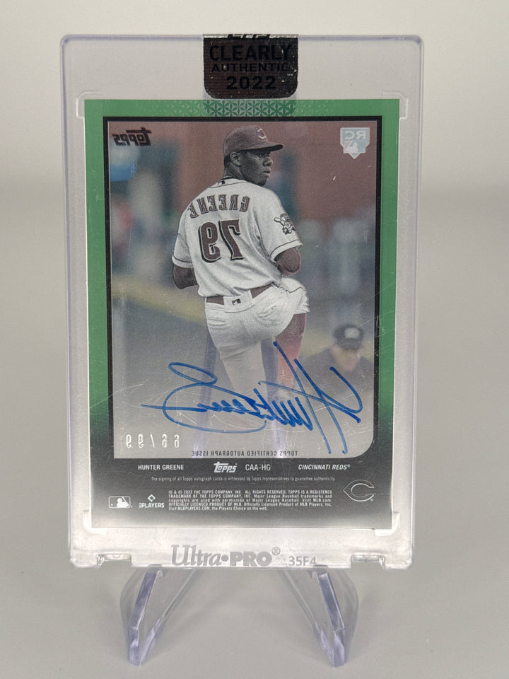 Hunter Greene 2022 Topps Cleary Authentic Rookie Auto Green, 66/99