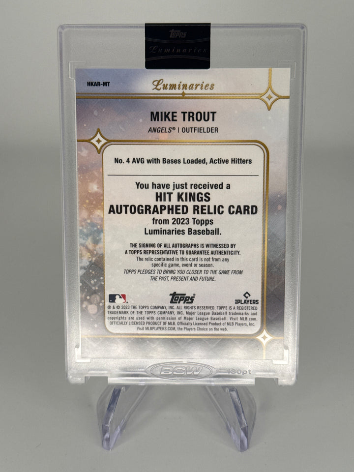 Mike Trout 2023 Topps Luminaries Hit Kings Auto Relic Blue, 07/10